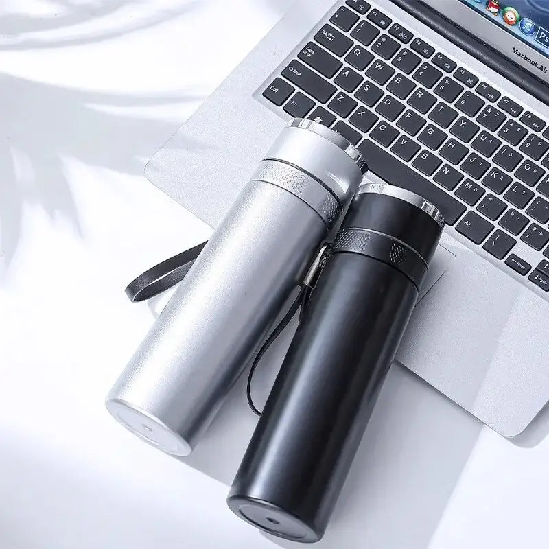 Modern black & cream 400ml stainless steel tumbler kitchen travel cup