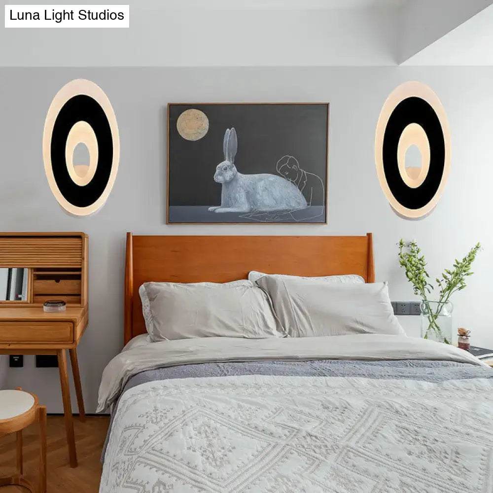 Modern black & cream oval led wall lamp bedroom light type