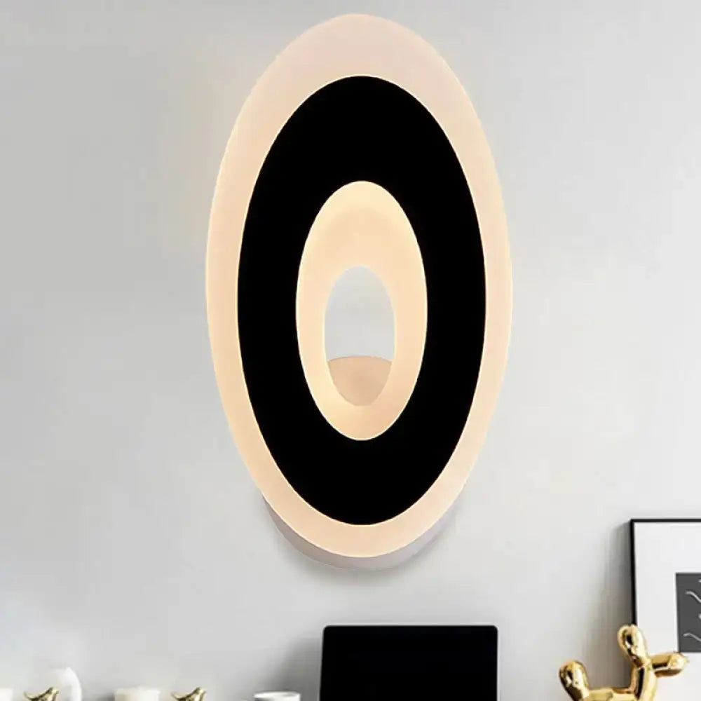Modern black & cream oval led wall lamp bedroom light type