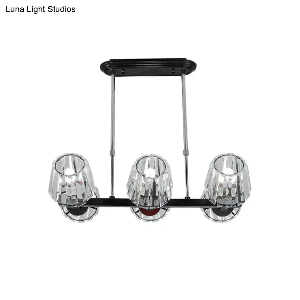 Modern black crystal block chandelier dining room light kit