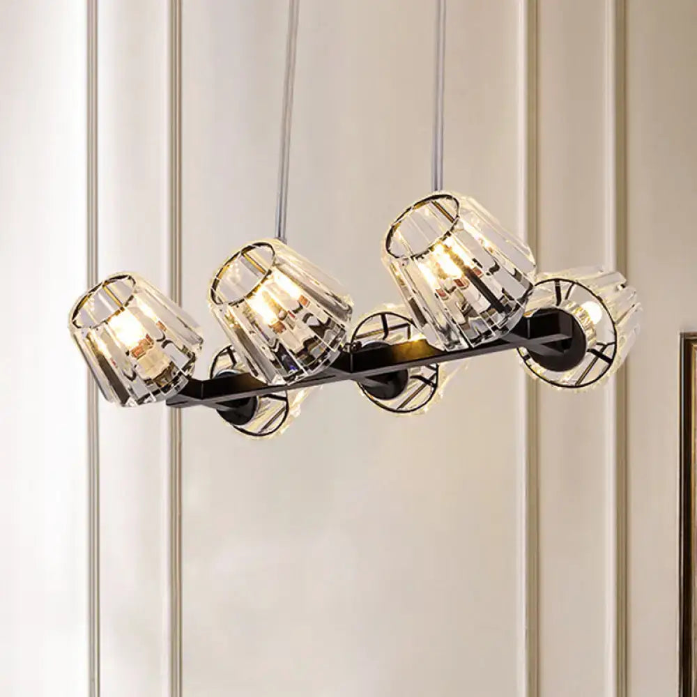 Modern black crystal block chandelier dining room light kit
