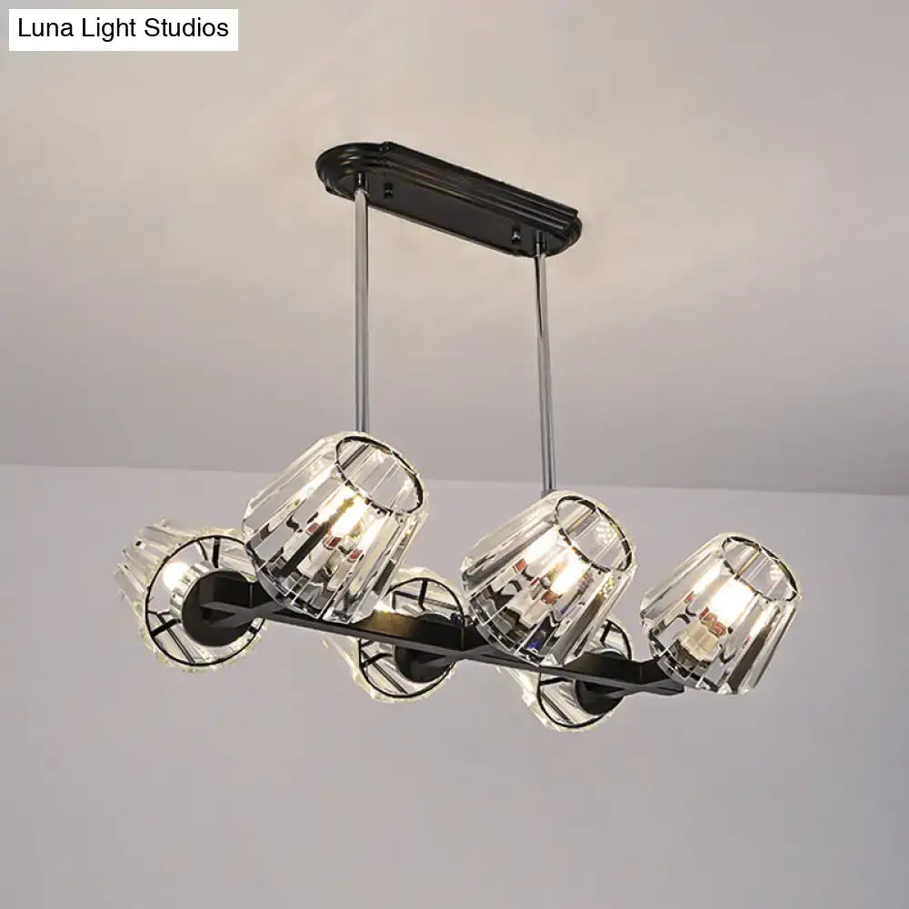 Modern black crystal block chandelier dining room light kit