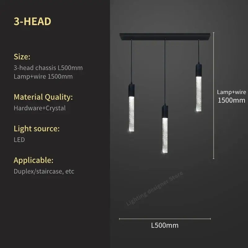 Modern black crystal bubble chandelier staircase pendant light