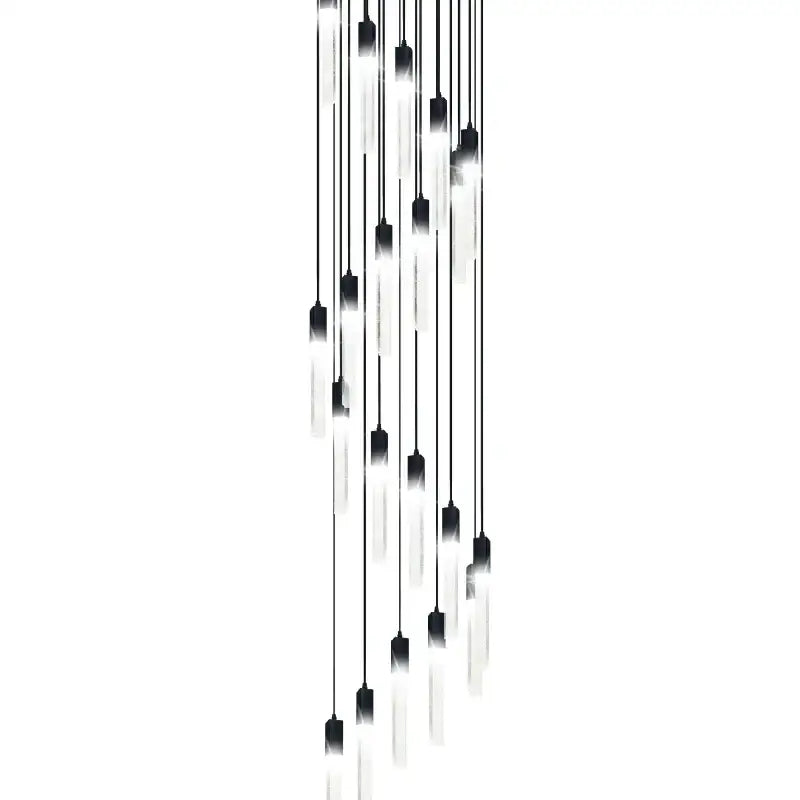Modern black crystal bubble chandelier staircase pendant light