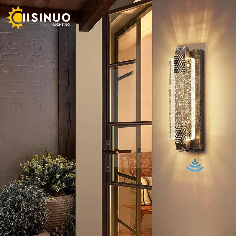 Modern black crystal bubble glass wall sconce for porch and garden