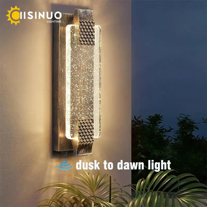 Modern black crystal bubble glass wall sconce for porch and garden