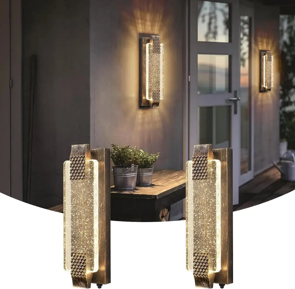 Modern black crystal bubble glass wall sconce for porch and garden