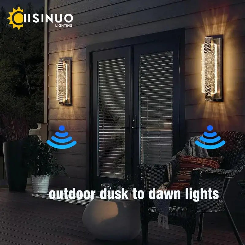 Modern black crystal bubble glass wall sconce for porch and garden