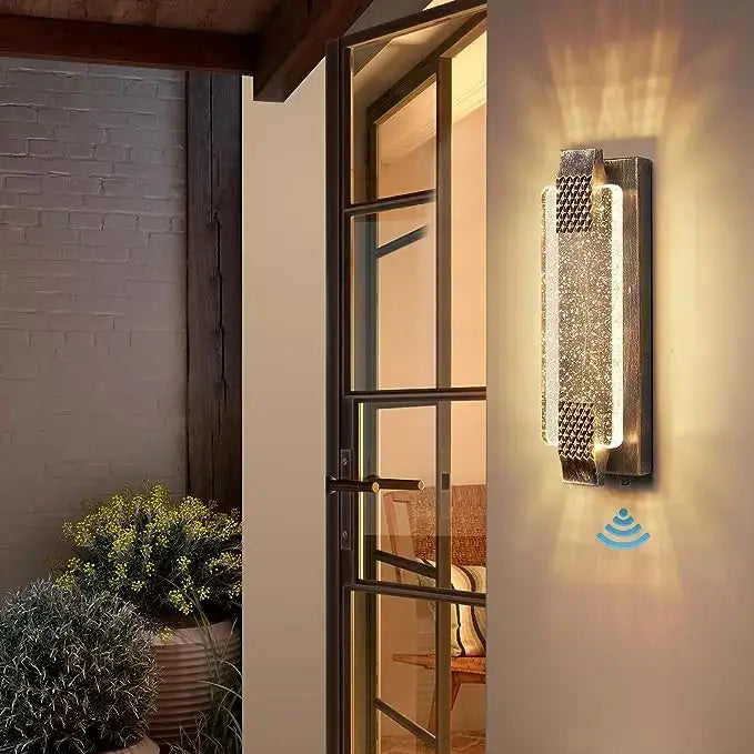 Modern black crystal bubble glass wall sconce for porch and garden