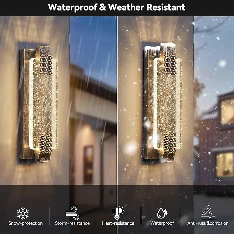 Modern black crystal bubble glass wall sconce for porch and garden