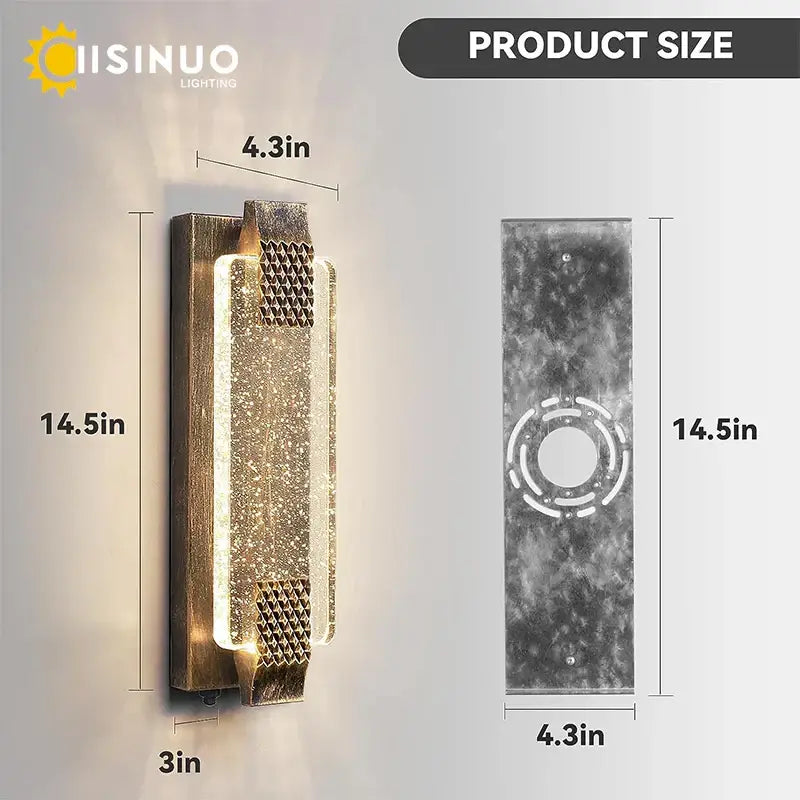 Modern black crystal bubble glass wall sconce for porch and garden