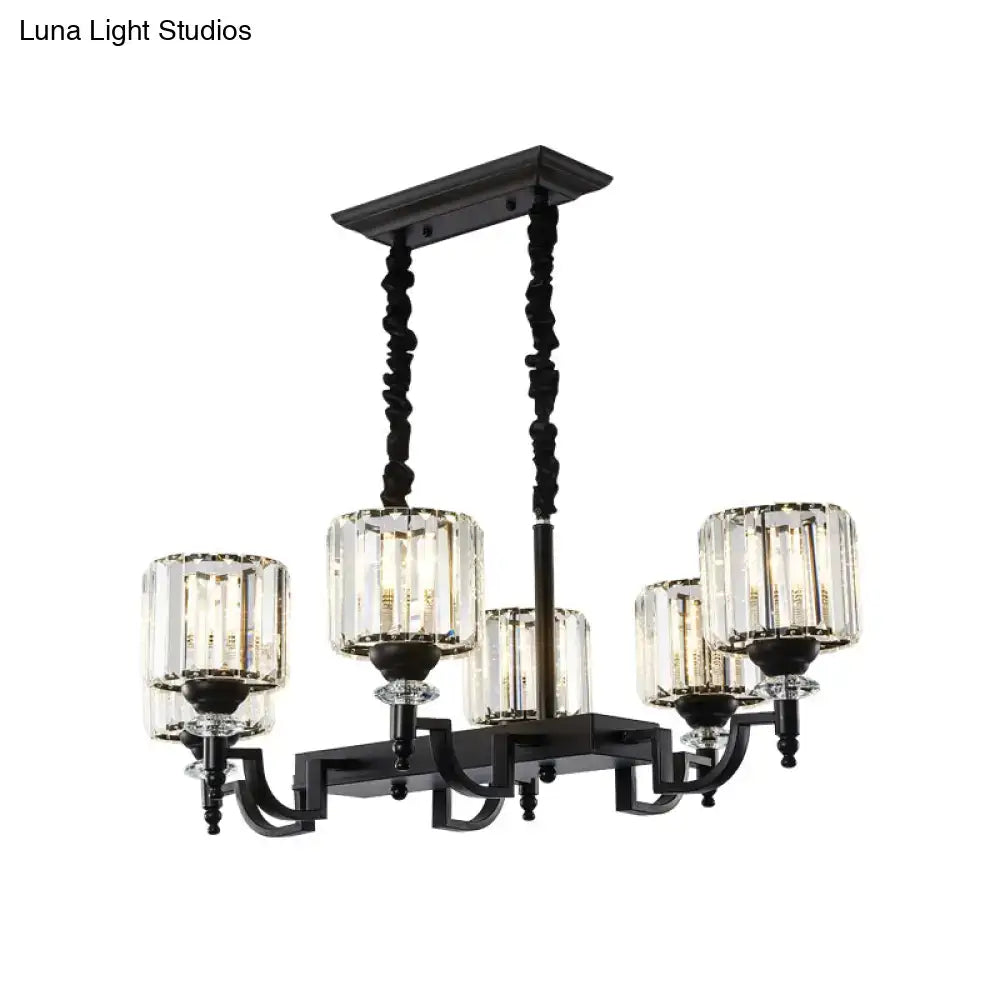 Modern black crystal ceiling light dining room suspension lamp