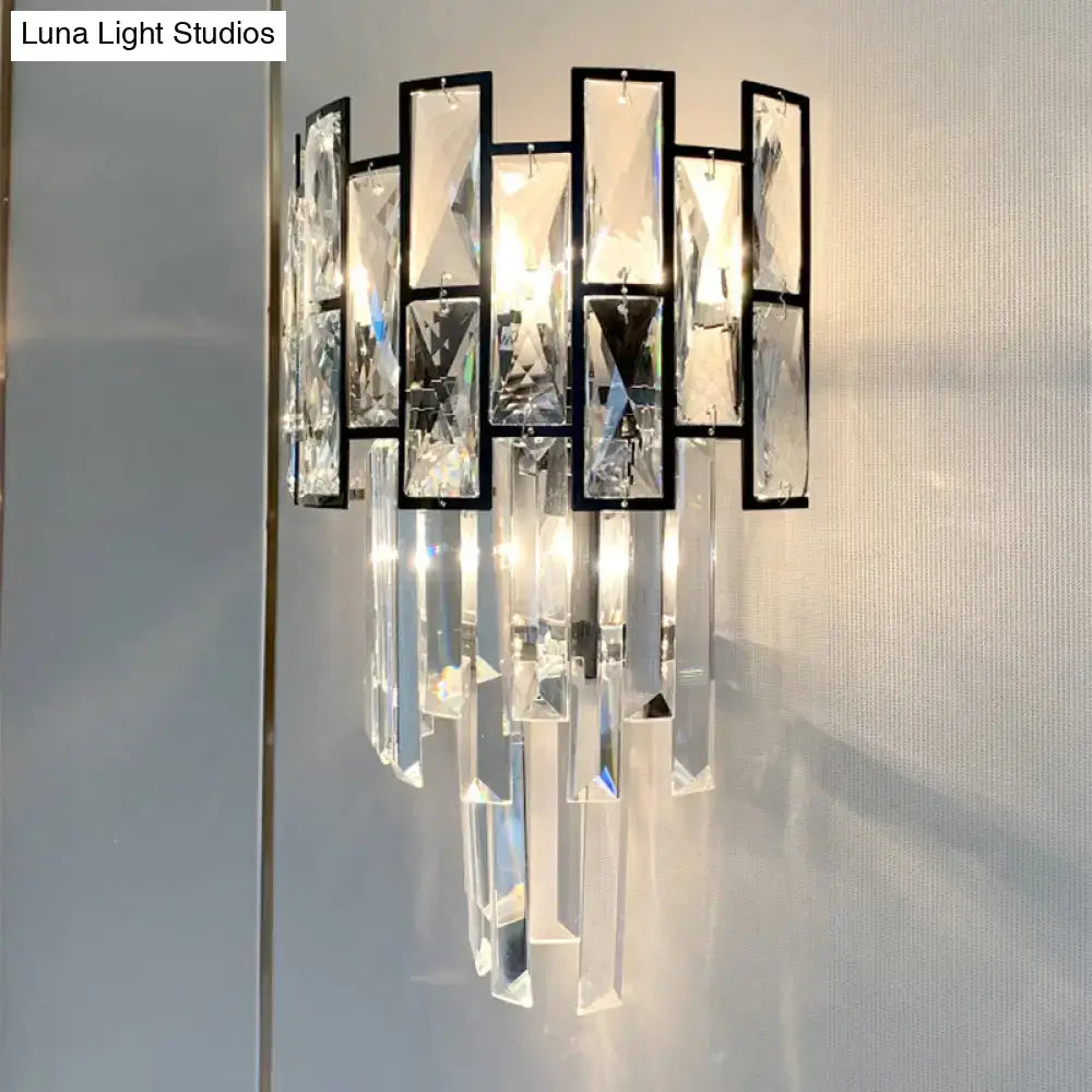 Modern black crystal embedded wall sconce living room 110v-120v light