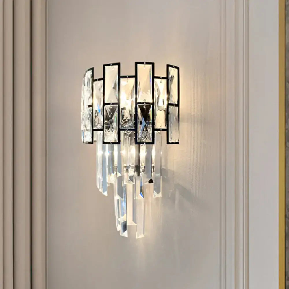 Modern black crystal embedded wall sconce living room 110v-120v light