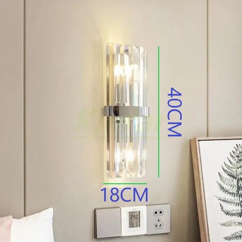 Modern black crystal led wall lights bedroom glass sconce