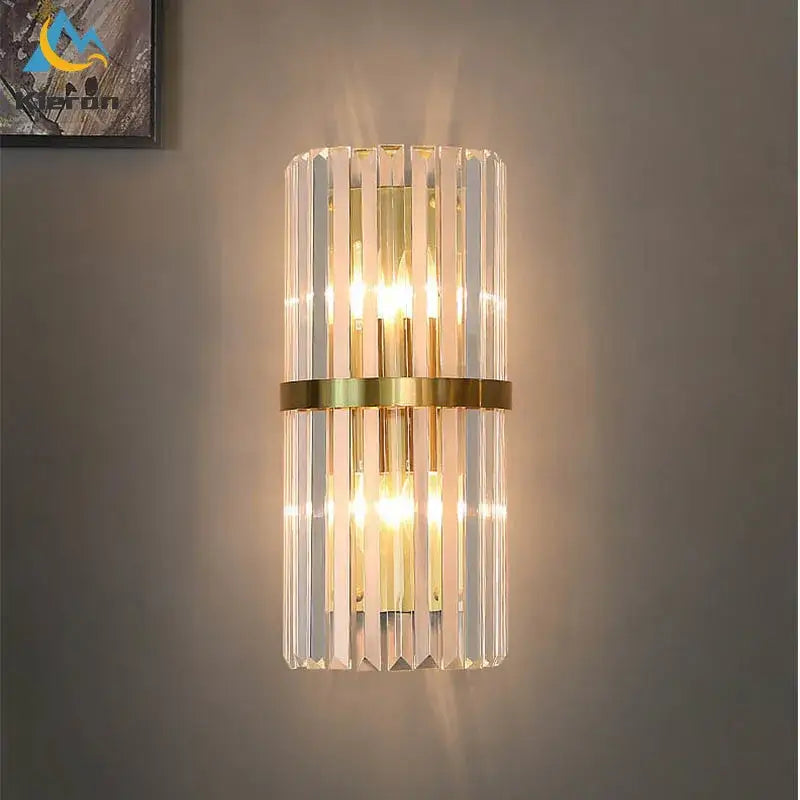 Modern black crystal led wall lights bedroom glass sconce
