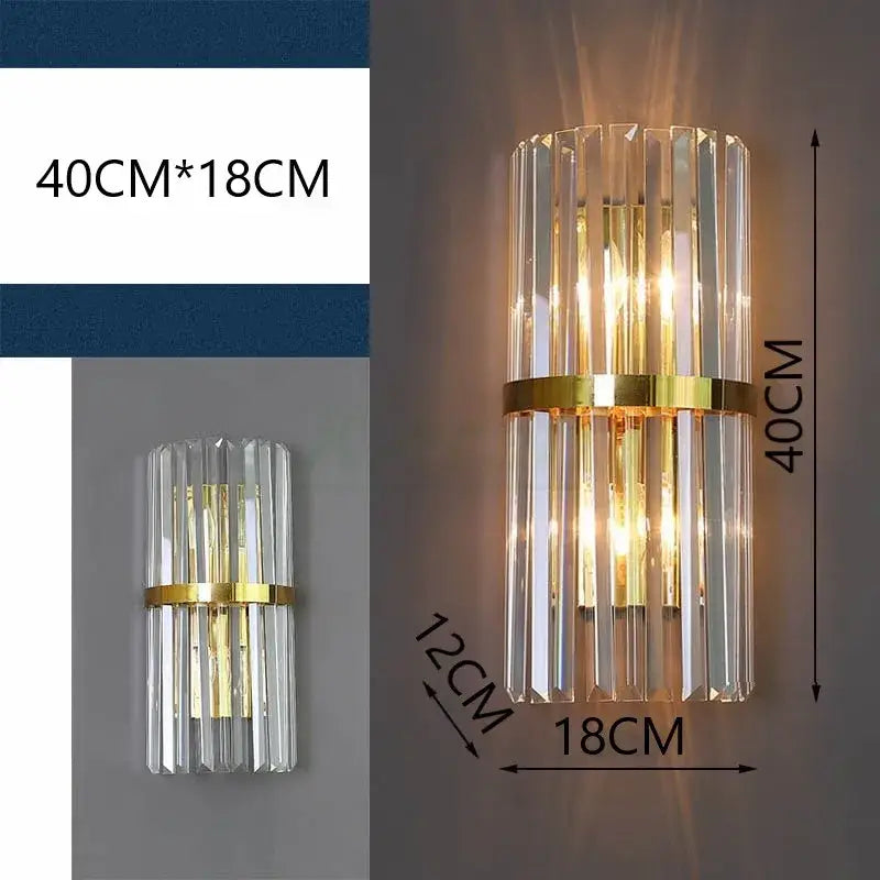 Modern black crystal led wall lights bedroom glass sconce