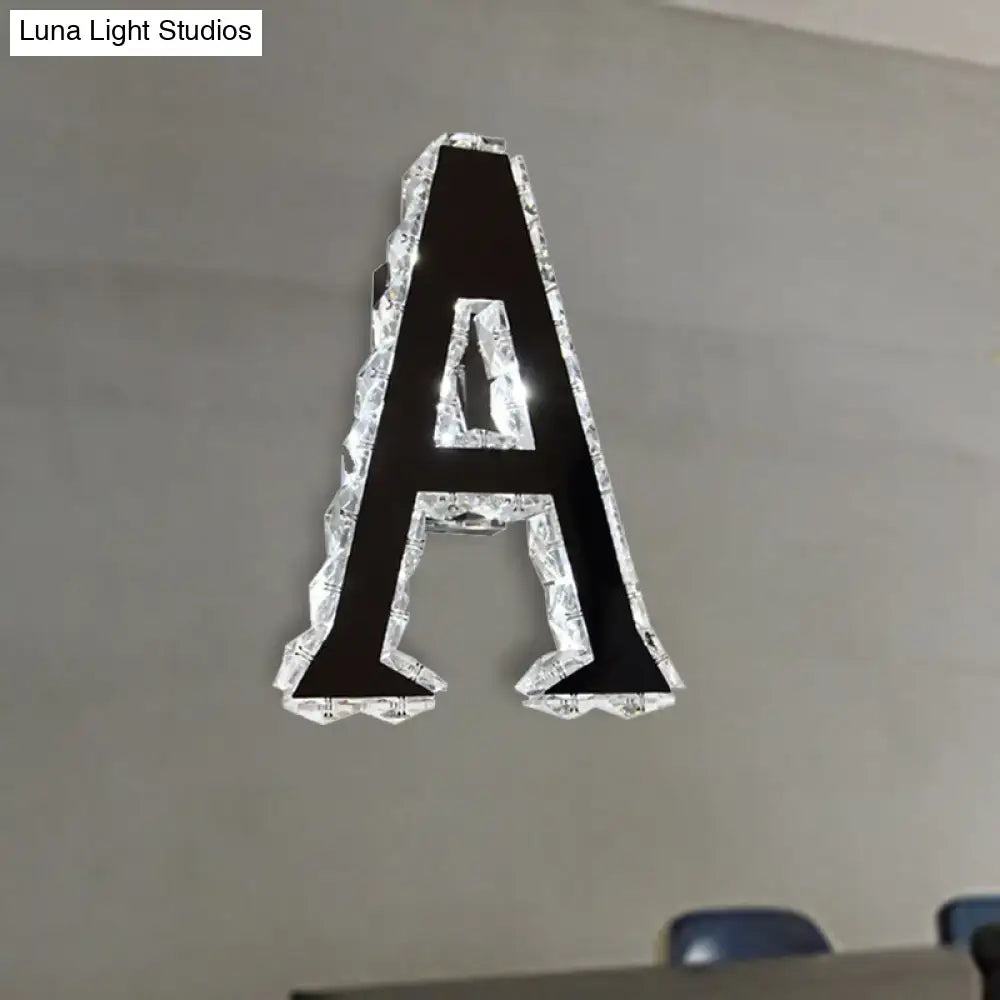 Modern black crystal letter a wall sconce bedroom white warm natural light