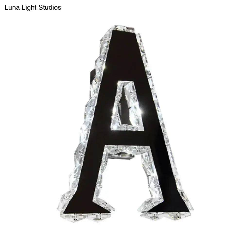 Modern black crystal letter a wall sconce bedroom white warm natural light