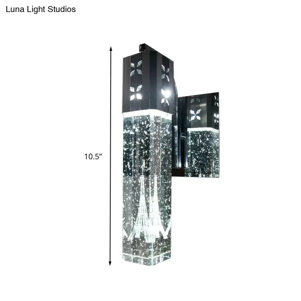 Modern black crystal rectangle wall sconce bedroom light