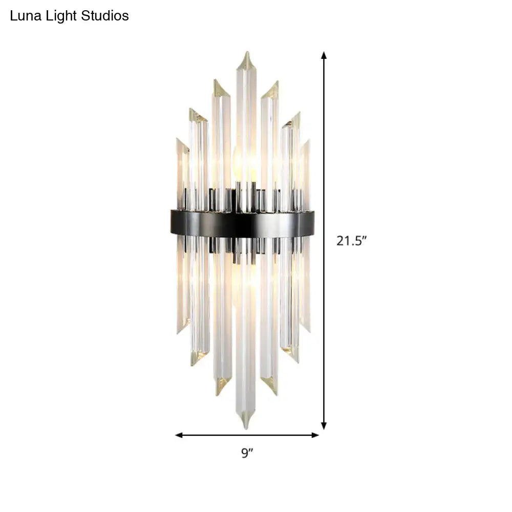Modern black crystal wall lamp for living room