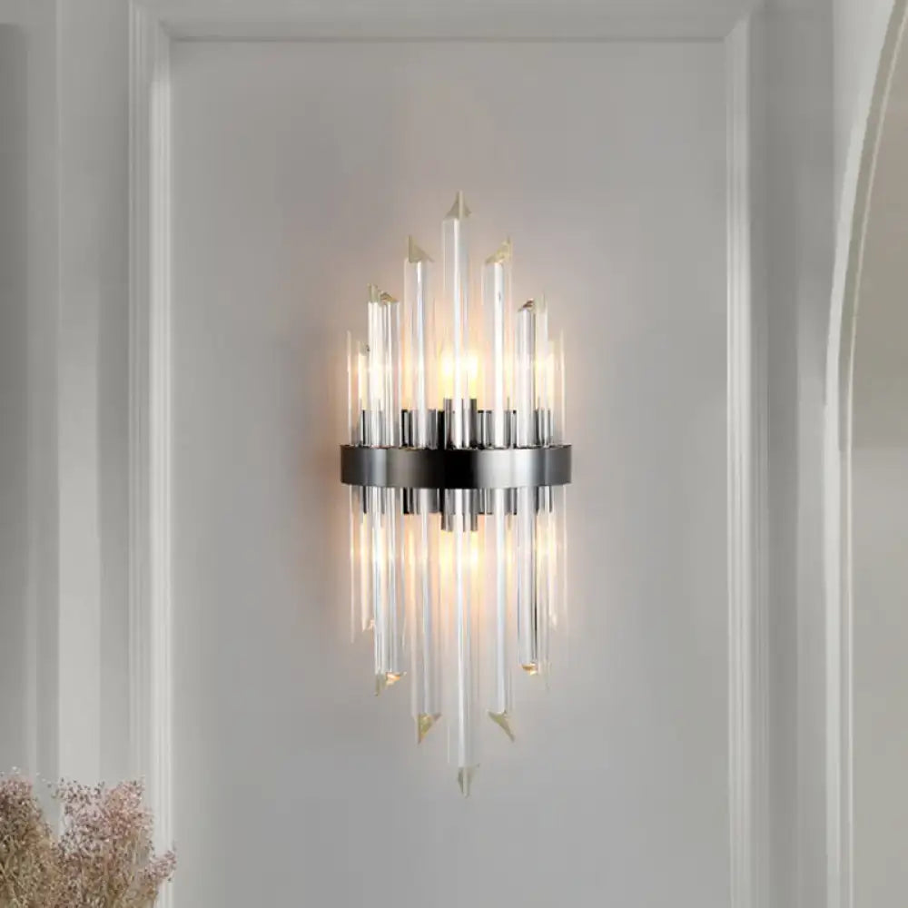 Modern black crystal wall lamp for living room