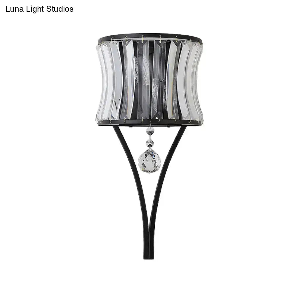 Modern black crystal wall sconce – bedroom wall mounted lighting