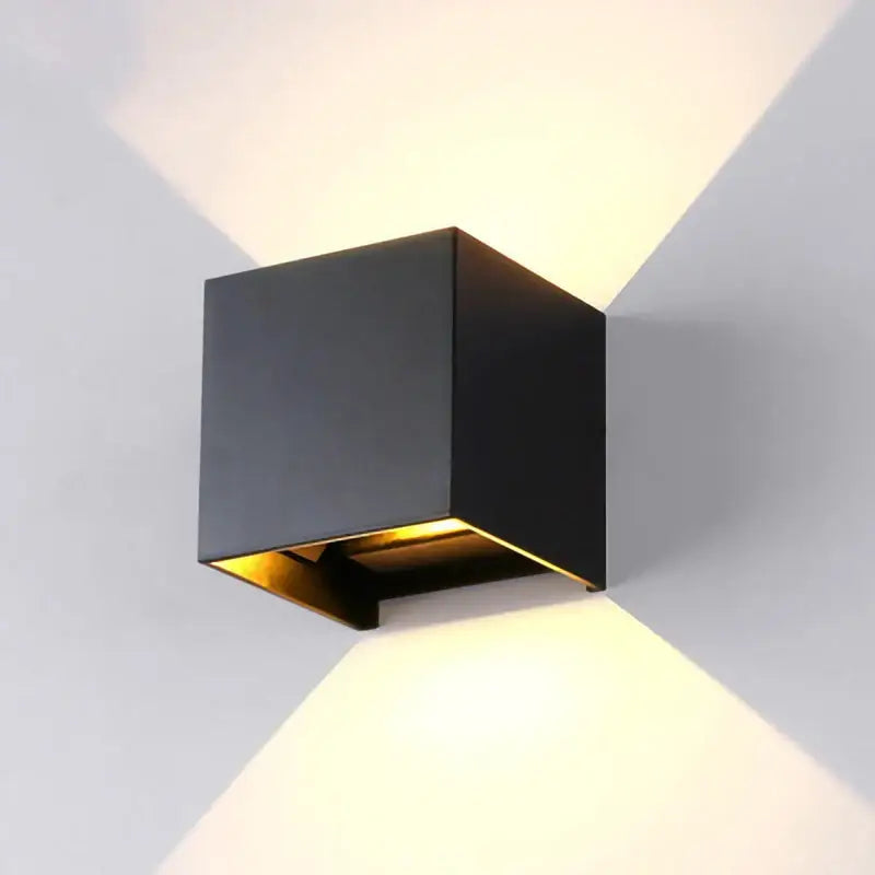 Modern black cube motion sensor led wall lamp outdoor sconce