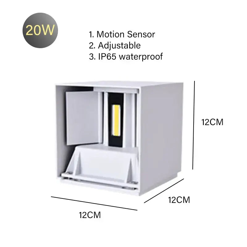 Modern black cube motion sensor led wall lamp outdoor sconce