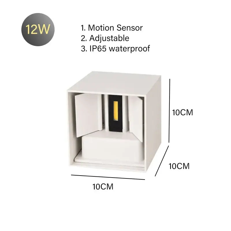 Modern black cube motion sensor led wall lamp outdoor sconce