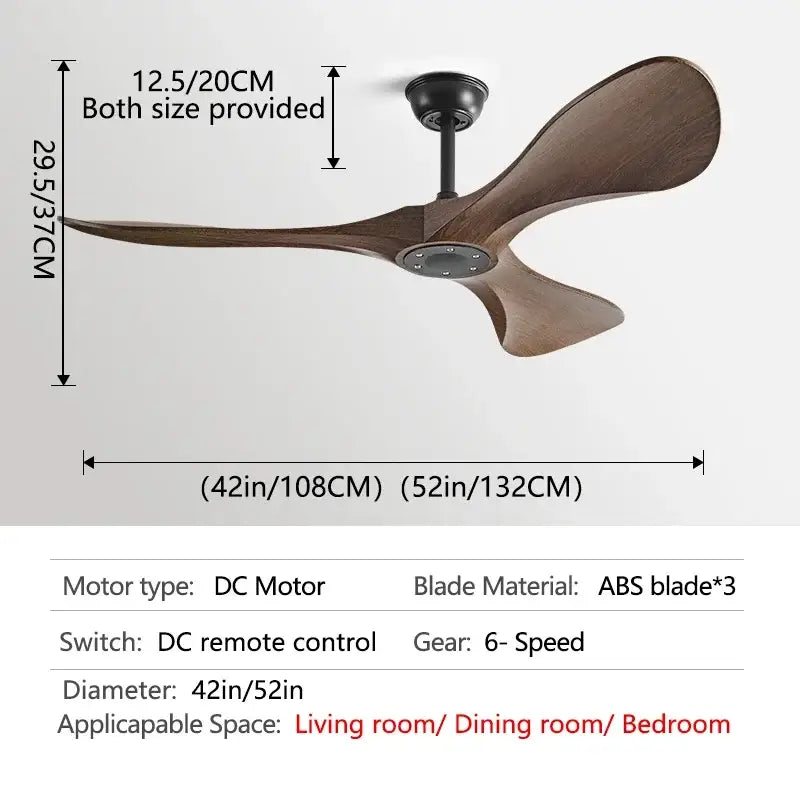 Modern black & dark brown ceiling fan with remote control bedroom