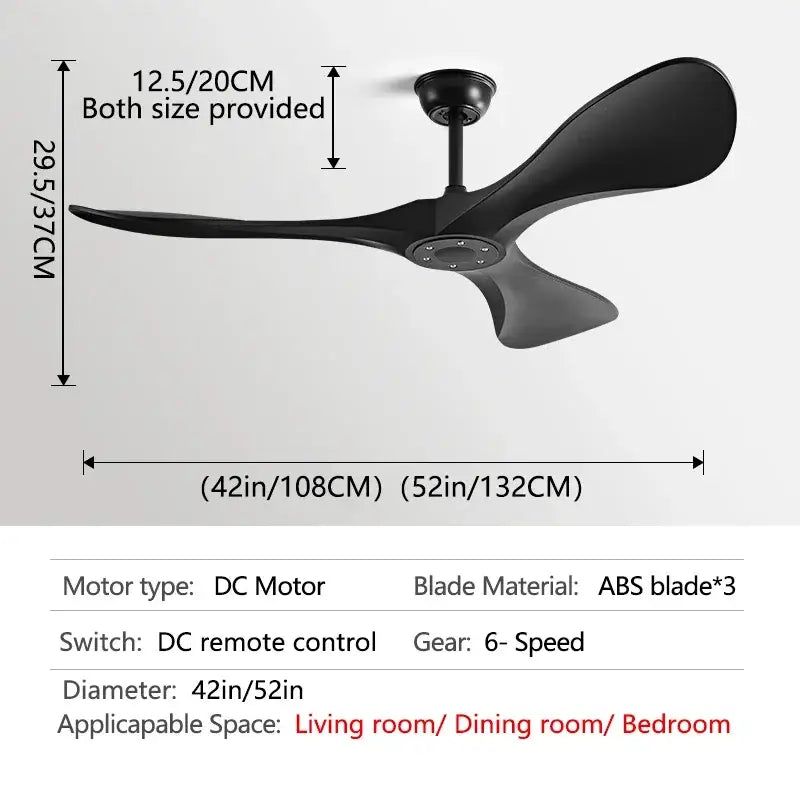 Modern black & dark brown ceiling fan with remote control bedroom