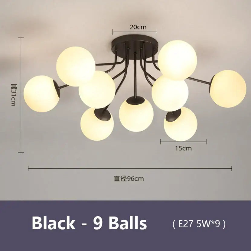 Modern black decorbites bubble glass led ceiling light living room