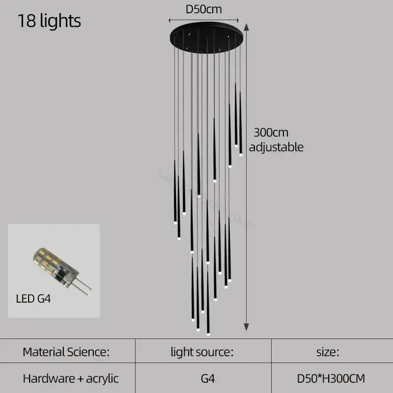 Modern black decorbites conical chandelier stair lamp kitchen lighting