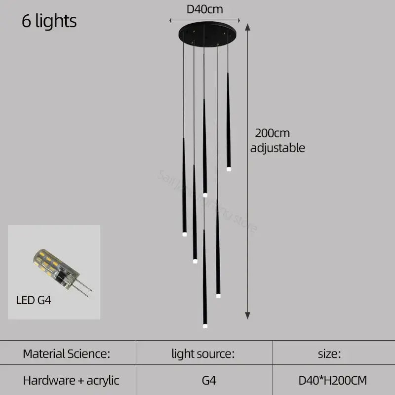 Modern black decorbites conical chandelier stair lamp kitchen lighting