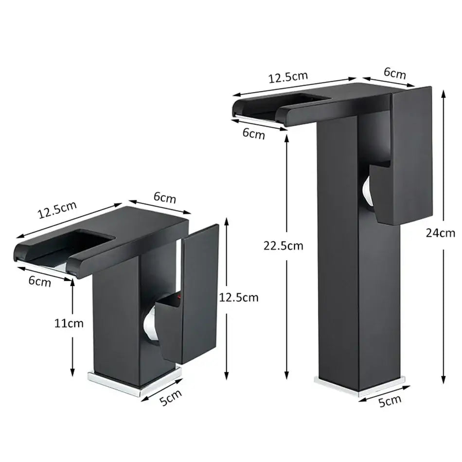 Modern black decorbites led waterfall bathroom sink faucet