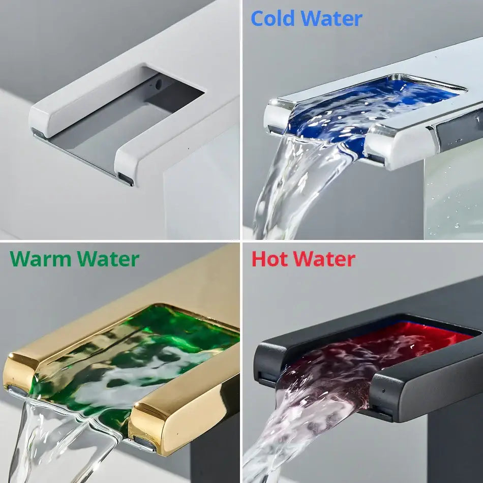 Modern black decorbites led waterfall bathroom sink faucet