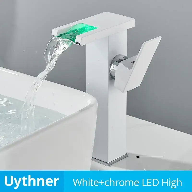 Modern black decorbites led waterfall bathroom sink faucet