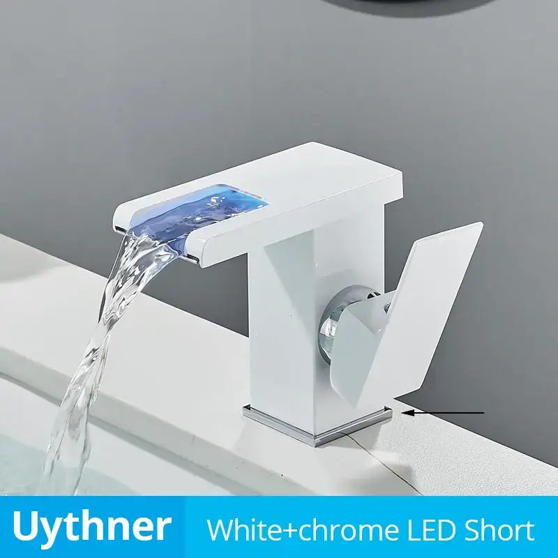 Modern black decorbites led waterfall bathroom sink faucet