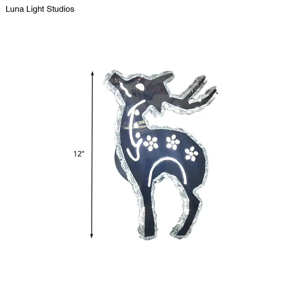 Modern black deer led light with deer crystal shade bedroom sconce