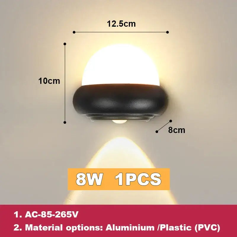 Modern black dome led wall light outdoor warm lighting