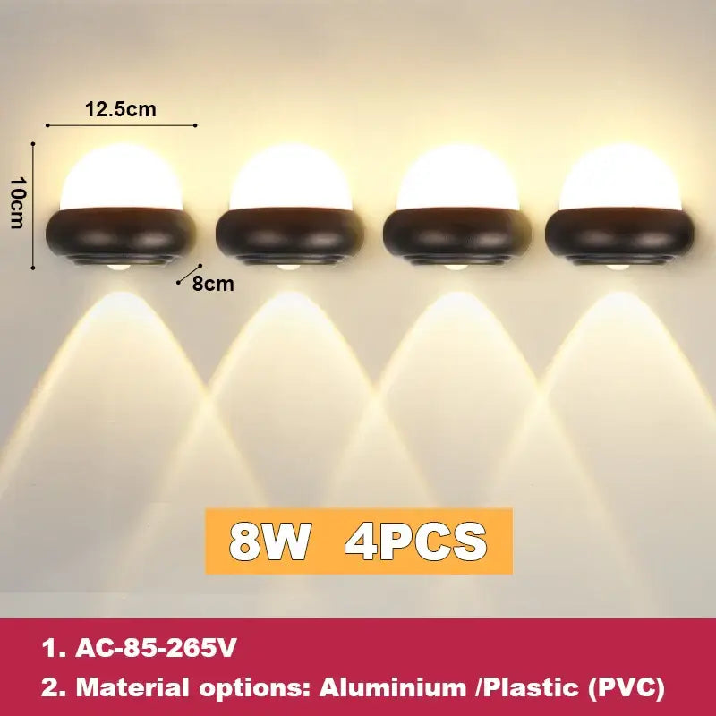 Modern black dome led wall light outdoor warm lighting