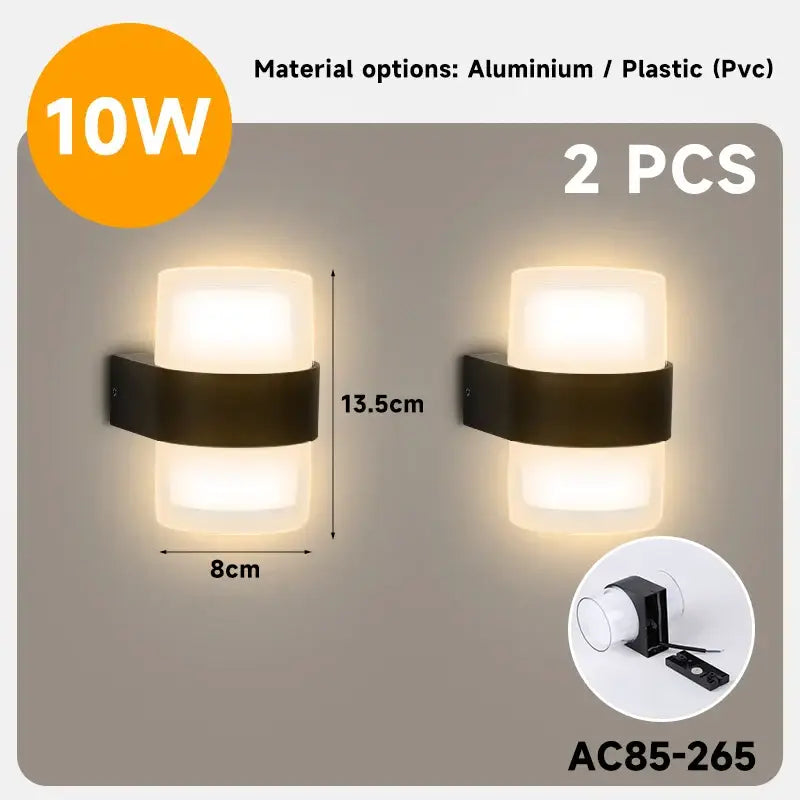 Modern black dome led wall light outdoor warm lighting