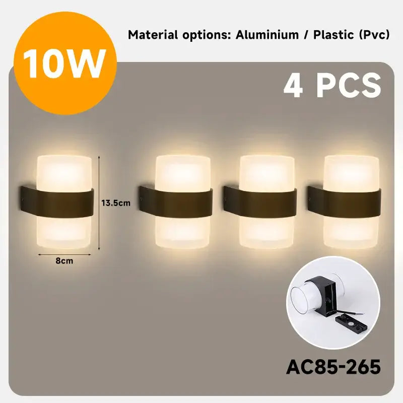 Modern black dome led wall light outdoor warm lighting