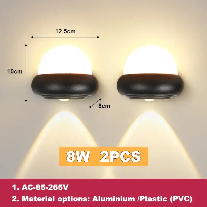 Modern black dome led wall light outdoor warm lighting