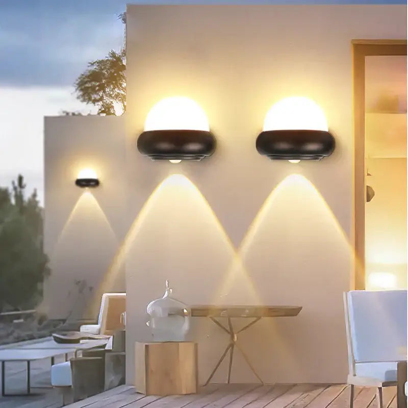 Modern black dome led wall light outdoor warm lighting
