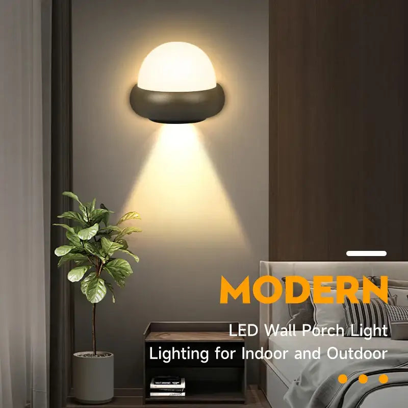 Modern black dome led wall light outdoor warm lighting