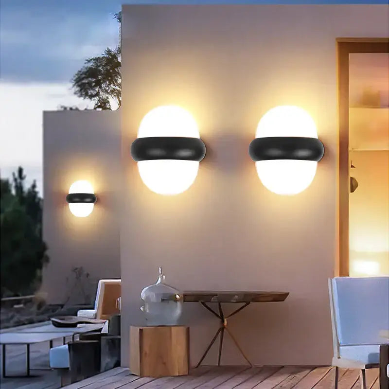 Modern black dome led wall light outdoor warm lighting