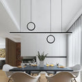 Modern black dual ring led island pendant light dining room