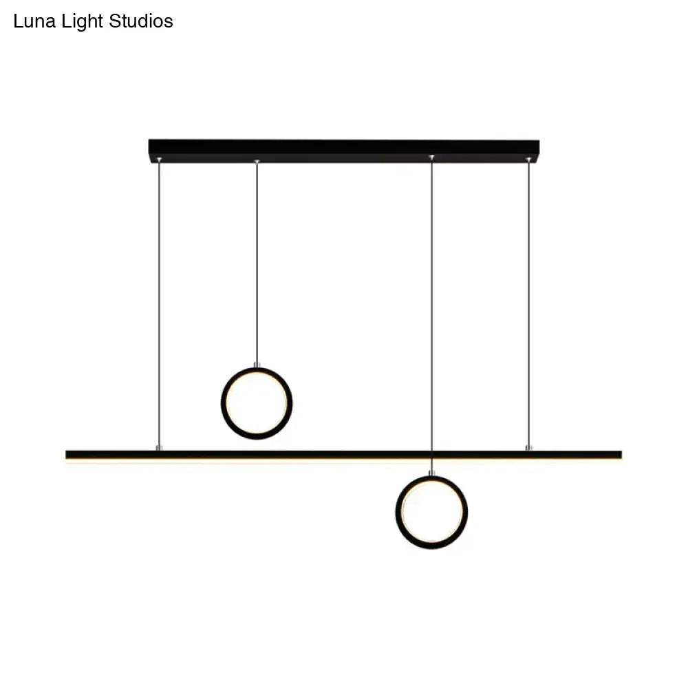 Modern black dual ring led island pendant light dining room